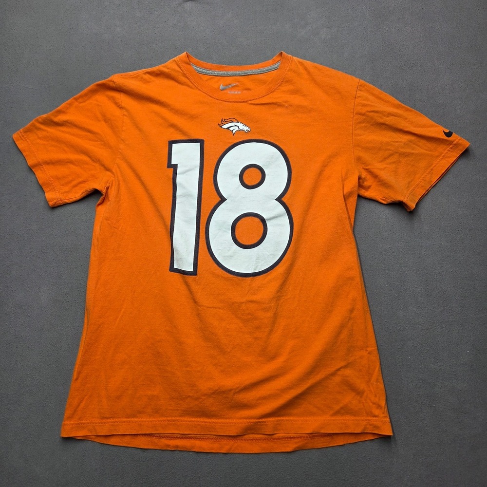 Nike Denver Broncos Peyton Manning 18 Shirt Mens Large Orange NFL Football Tee